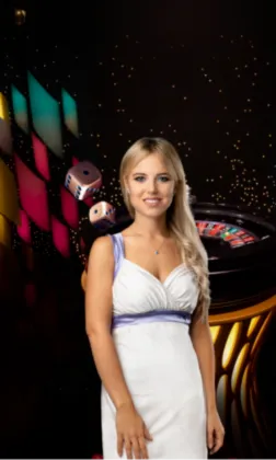 Evolution Live Dealer Baccarat-Tisch mit professioneller Croupière